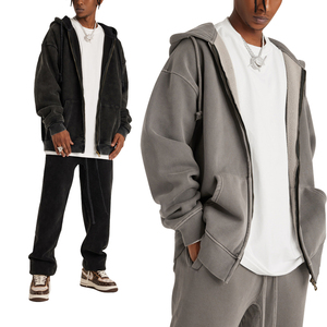 Sudaderas con cremallera completa Fleece Custom Logo Vintage Heavy Weight Hoodie French Terry Zip up Hoodie - Product Image 4