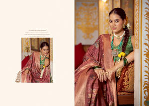 Saree sophistiqué Gauri Art Print Saree traditionnel indien artisanal pour les occasions spéciales, les mariages et les festivals - Product Image 3