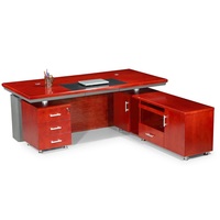 Bureau de direction contemporain Edison droit en placage de bois véritable cerisier, mobilier de bureau stable 2,0x1,0x0,76m 174kg