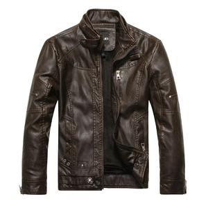 Chaqueta de Cuero Estilo Americano para Hombre, Ropa de Calle, Chaqueta de Cuero para Hombre, Chaqueta con Cuello Alto, Chaqueta de Motociclista para Hombre - Product Image 2