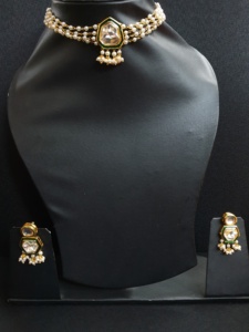 Indian Handmade Uncut Polki <b>Pearl</b> Designer Choker <b>Set</b> With <b>Earrings</b> Handmade Fine Material Fashion Jewelry <b>Set</b> for Women - Product Image 2