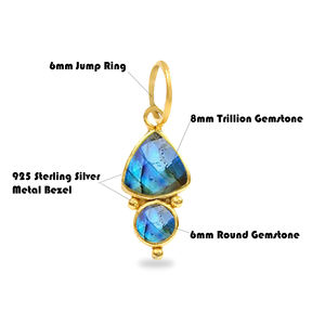 Plata de Ley 925, piedra lunar arcoíris facetada, trillón y piedras preciosas redondas con collar de fianza, joyería colgante con abalorio - Product Image 3