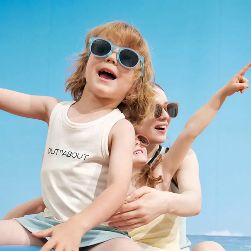 KOCOTREE çocuklar sevimli moda katlanabilir dışında spor UV400 Retro yaz güneş gözlüğü