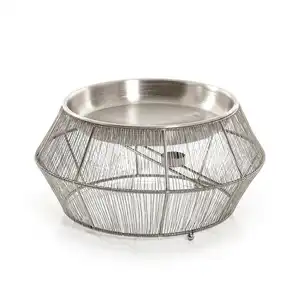Durable Silver Wire Design Metal Stand High Quality Steel Corten Steel Tealight <b>Burning</b> Warming Food Dishes Hotel Parties <b>Garden</b> - Product Image 1