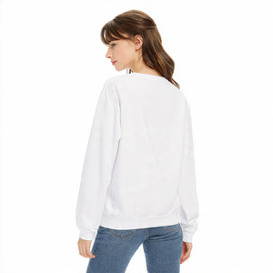 Sudaderas Extra Grandes de Forro Polar Blanco para Mujer, Ropa de Calle de Invierno, Cuello Redondo, Hombros Caídos, Camiseta Deportiva para Mujer - Product Image 3