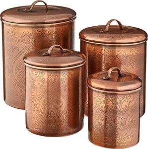 Multipurpose Copper <b>Canister</b> <b>Set</b> With Large Capacity And Easy To Open Lids Great For All Types Of Dry Storage Requirements - Product Image 1