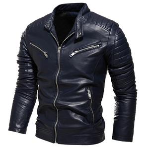 Veste en cuir pour hommes vêtements en cuir véritable fermeture éclair mode élégant hiver imperméable extérieur motard veste en cuir respirant - Product Image 1