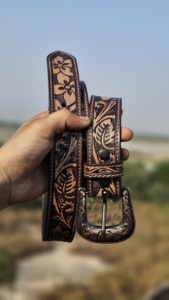El mejor cinturón de cuero genuino hecho a mano 100% vaquero diseño occidental hebilla de aleación hecha a mano estilo Vintage 28-46 longitud indio - Product Image 2