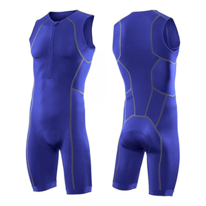 Super extensible 100% Polyester respirant demi fermeture éclair de qualité supérieure Compression cyclisme Triathlon ensemble pour la course à pied natation - Product Image 1