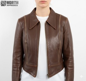 Cheap Price High Quality Women's Winter Genuine Leather Breathable Knitted <b>Canvas</b> Jackets OEM Service Customized Front Logo - Product Image 1