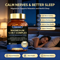 Capsules de complexe bien-être pour les os et les nerfs, à base de magnésium, vegan, sans gluten, sans OGM, avec étiquette nette et claire