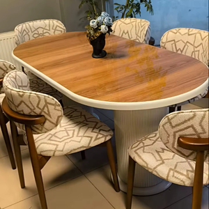 Elegante y moderna mesa de comedor de granja, diseño de madera duradera para comidas diarias, ocasiones especiales para la escuela, uso en hoteles al aire libre - Product Image 1
