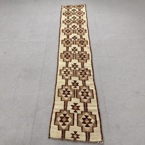 1.8x9.1 ft Rug, Turkish Vintage Rug, <b>Brown</b> Ombr <b>Wool</b> Rug - Product Image 1