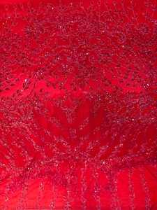 Sang Trọng Làm Bằng Tay Thân Thiện Với Môi Truyền Thống Đính Cườm Chuỗi Rìa Thạch Ren Vải 5 Yards Hoa Mô Hình Tùy Chỉnh Kích Thước - Product Image 2