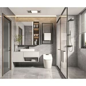 Specchio da Bagno in Vetro Wenge Vintage con Scrivania e Sedia, Combinazione Lavabo e Mobile da Bagno - Product Image 5