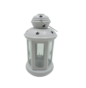 Lanterne en fer/verre de conception standard avec lanterne bougeoir en PC argenté de fenêtre pour la décoration de noël de table à la maison - Product Image 3