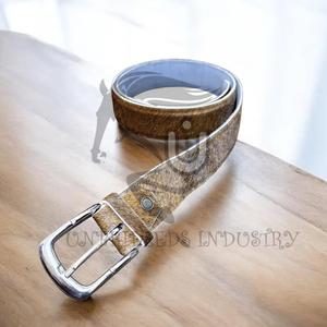 Ceinture en cuir de vache à poils naturels, fabriquée à la main, avec boucle en alliage |   Ceinture décontractée à imprimé animal de qualité supérieure et durable - Product Image 5