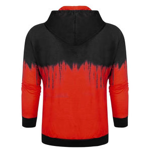 <b>Men's</b> Autumn Eco-Friendly <b>Hoodies</b> Street Wear Fashion Breathable Color Blocking <b>Zip</b> Red <b>Black</b> Gray String Hood Hip Hop Fleece - Product Image 5
