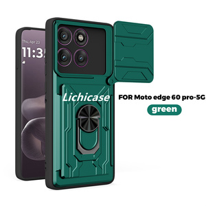 Lichicase coque de téléphone de stockage de carte de support rotatif à haute texture pour Motorola G67 Power Edge70 Armor Case - Product Image 3