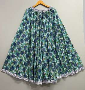 Vestido Maxi bohemio de verano de algodón 100% con estampado de bloques hecho a mano para mujer, cubierta de playa informal larga y ropa de fiesta con servicio OEM - Product Image 6