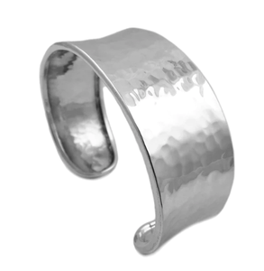 Elegante y elegante brazalete de moda pulido de plata de rodio martillado al por mayor - Product Image 3