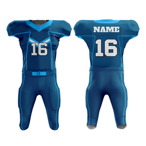 Camiseta de fútbol americano cosida personalizada pantalones cortos sublimación hombres equipo azul uniforme bordado uniforme de fútbol americano - Product Image 3