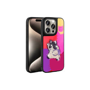 Funda de Silicona con Diseño en Relieve Luminoso de Figura Icónica Morada de Lujo para iPhone 15 Pro, Cubierta Protectora Trasera con Diseño Forrado - Product Image 1