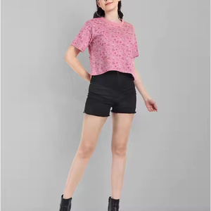 T-shirt femme avec soutien-gorge intégré à manches courtes haut court femmes mode Slim Gym Yoga t-shirt Fitness sport t-shirt - Product Image 1