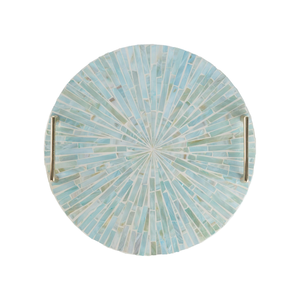 Plateau de service rond en nacre fait à la main avec poignées en métal Ustensiles de cuisine en gros de l'usine du Vietnam - Product Image 1