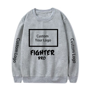 Sweat à capuche ras du cou brodé Sweat-shirt pour homme Logo personnalisé unisexe 100% coton Sweat-shirt col rond blanc vintage - Product Image 1