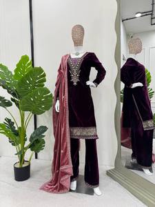 Hermosa fiesta de desgaste superior-Pent y Dupatta con hilo con trabajo de secuencia - Product Image 3