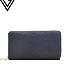 Cartera de cuero hecha a mano con estilo moderno para mujer, diseño largo elegante delgado con cremallera, diseño de bloqueo RFID, patrón de piedra - Product Image 6