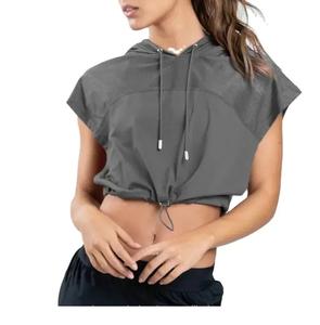 Vente en gros de vêtements de sport respirants de haute qualité personnalisés, sweat à capuche sans manches pour l'entraînement d'automne, débardeurs en coton courts pour femmes - Product Image 1