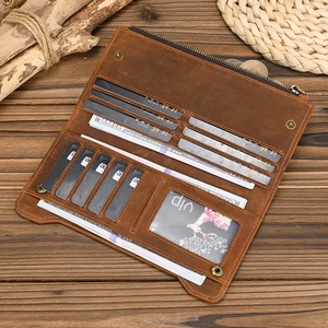 Cartera Vintage larga de cuero genuino para mujer con cierre de cremallera impermeable y personalizable al por mayor - Product Image 6