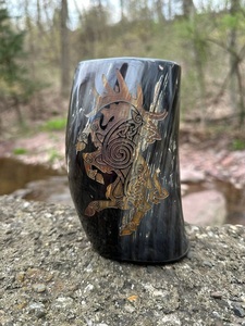 Taza de cuerno para beber grabada de alce pulido, estilo Animal impermeable para regalos de negocios - Product Image 3