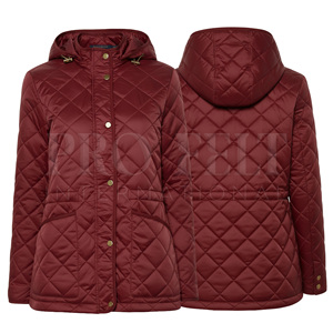 Whole Sale Customized Logo Quilted <b>Padded</b> Jacket with Drawstring Hood Recycled Polyester Winter Coat Breathable Warm Outerwear - Product Image 5