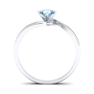 Anillo de Plata de Ley 925 de Alta Calidad REYES con Moissanita de Claridad VVS, Corte Redondo, 0.5 Quilates, Piedra Preciosa de Aguamarina, Anillo de Una Sola Piedra - Product Image 4