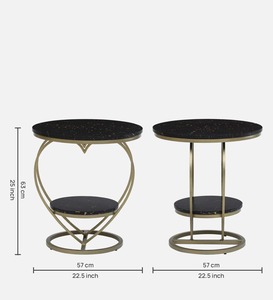 Mobilier moderne Tables de présentation en marbre noir à 2 niveaux Table moderne en métal la plus tendance encadrée en forme de cœur pour la décoration - Product Image 1