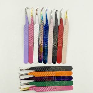 Meilleure vente pince à épiler d'extension de cils en acier inoxydable de qualité supérieure revêtement en poudre multiple adhérence parfaite testée à la main - Product Image 2