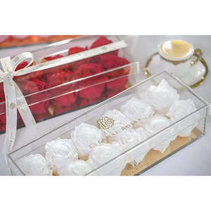 Madison Gold Twelve Roses Gift Box in Scarlet Square Decorative Preserved Flowers for Valentine's Day Mother's Day Graduation - Product Image 3