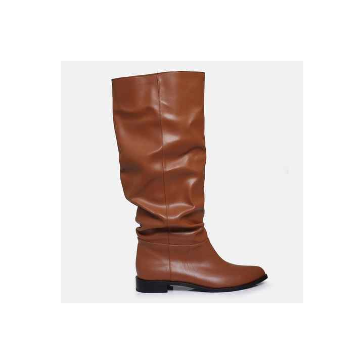Large Size Women's Flat Boots 41-42-43-44-tan Skin