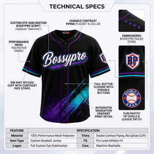 Maillot de baseball personnalisé Bossypro Industries en polyester 100 % sublimé, entièrement boutonné, respirant, uniforme de sport court pour enfants - Product Image 5