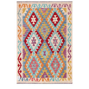 Alfombra Kilim de Maimana, Afganistán, 146 x 102 cm, Juego de Alfombras - Product Image 1
