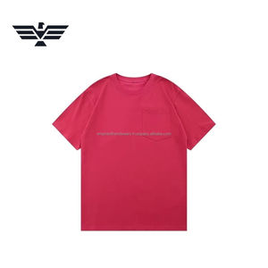 เสื้อยืดผู้ชายสีพื้นแบบกำหนดเองได้ มีกระเป๋าหน้า |   เสื้อคอกลมถักนิตติ้งผ้าฝ้ายพรีเมียม 100% |   เสื้อยืดทรงหลวมระบายอากาศได้ดีแบบสั่งทำพิเศษ - Product Image 2