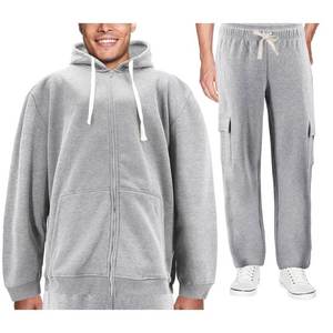 ชุดกีฬาขนแกะ2ชิ้นซิปรูดสำหรับผู้ชายชุดกีฬาวิ่งออกกำลังกาย - Product Image 6