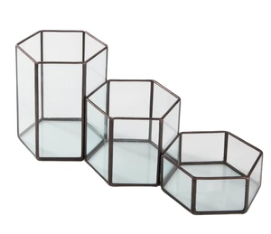 Modular <b>Table</b> Top Decor - Geometric Planter Black <b>Clear</b> Valentine Print Handmade Silk Metal Cylinder - Product Image 1