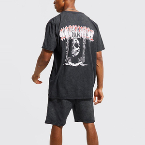 Vêtements de marque d'été Streetwear Hip Hop Ensemble de shorts délavés à l'acide/Prix de gros Ensemble de shorts pour hommes de taille normale Nouveau design - Product Image 2