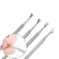 Pousse-cuticules double tête en acier inoxydable durable et réutilisable pour le nettoyage des ongles et le retrait du vernis gel – Outil de manucure professionnel en gros
