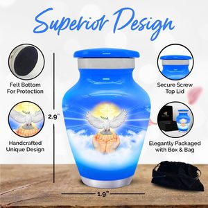 Blue Urn <b>for</b> Ashes - <b>for</b> <b>Men</b> with Box and <b>Bag</b> - <b>Small</b> Keepsake Urn <b>for</b> Human Ashes - Honor Your Loved One with Mini - Product Image 5