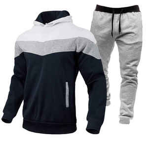 Survêtements de sport pour hommes à bas prix avec capuche vêtements de jogging d'entraînement d'hiver ensemble de survêtements à motif solide pour hommes vente en gros - Product Image 1